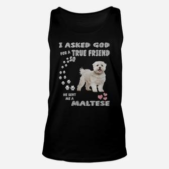 Womens Maltese Lion Dog Mom, Maltese Terrier Dad Print Cute Maltese Unisex Tank Top | Crazezy