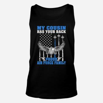 Womens My Cousin Has Your Back Proud Air Force Family Military Gift Unisex Tank Top | Crazezy