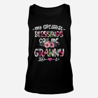 Womens My Greatest Blessings Call Me Granny Flower Unisex Tank Top | Crazezy DE