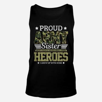 Womens Proud Army Sister Military Soldier Brother Pride Gift Unisex Tank Top | Crazezy