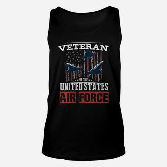 Womens Proud Us Air Force Veteran Patriotic American Flag Unisex Tank Top | Crazezy CA