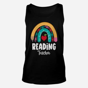 Womens Reading Teacher, Funny Boho Rainbow For Teachers Unisex Tank Top | Crazezy