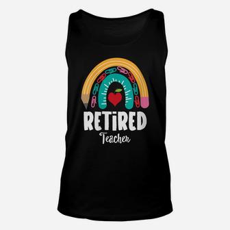 Womens Retired Teacher, Funny Boho Rainbow For Teachers Unisex Tank Top | Crazezy