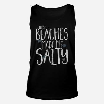 Womens Retro Vintage These Beaches Made Me Salty Funny Summer Vaca Unisex Tank Top | Crazezy CA