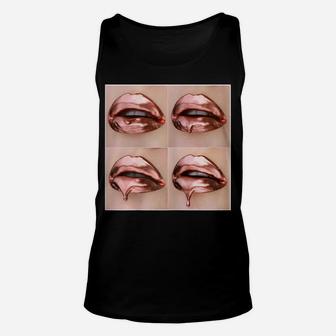 Womens Rose Gold Dripping Lip Art - Lipstick Kiss Unisex Tank Top | Crazezy