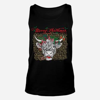 Womens Scottish Highland Cow Country Mooey Christmas Shirt Unisex Tank Top | Crazezy