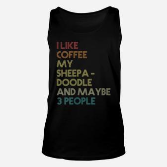 Womens Sheepadoodle Dog Owner Coffee Lover Quote Vintage Retro Unisex Tank Top | Crazezy