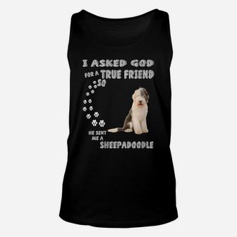 Womens Sheepdoodle Dog Quote Mom Sheepdogpoo Dad, Cute Sheepadoodle Unisex Tank Top | Crazezy