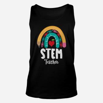 Womens Stem Teacher, Funny Boho Rainbow For Teachers Unisex Tank Top | Crazezy