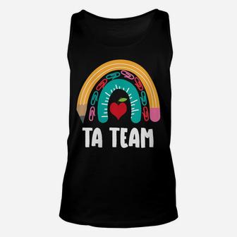Womens Ta Team, Funny Boho Rainbow For Teacher Assistant Unisex Tank Top | Crazezy CA