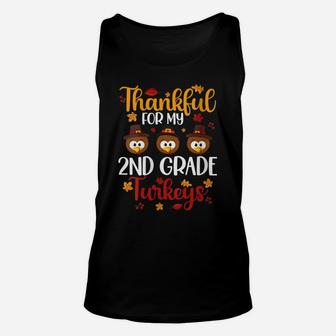 Womens Thankful For My 2Nd Grade Turkeys Funny Thanksgiving Teacher Unisex Tank Top | Crazezy CA