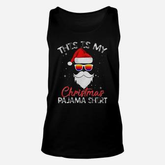 Womens This Is My Christmas Pajama Shirt Funny Santa Hat Christmas Unisex Tank Top | Crazezy DE
