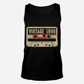 Womens Vintage 1990 Made In 1990 30Th Birthday Gift Retro Cassette Unisex Tank Top | Crazezy