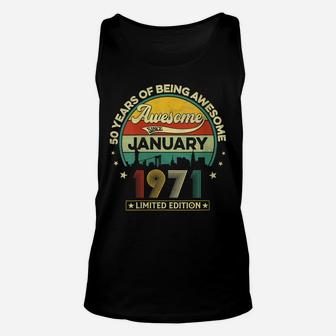 Womens Vintage January 1971 Retro 50Th Birthday 50 Years Old Gift Unisex Tank Top | Crazezy UK