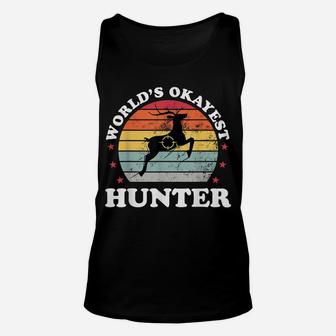 Worlds Okayest Hunter Deer Bow Hunting Funny Dad Mens Gift Unisex Tank Top | Crazezy CA
