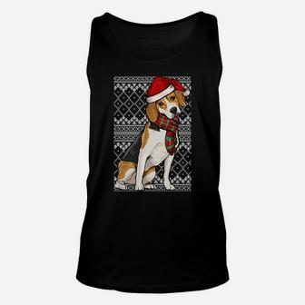 Xmas Beagle Santa Claus Hat Ugly Christmas Sweatshirt Unisex Tank Top | Crazezy AU