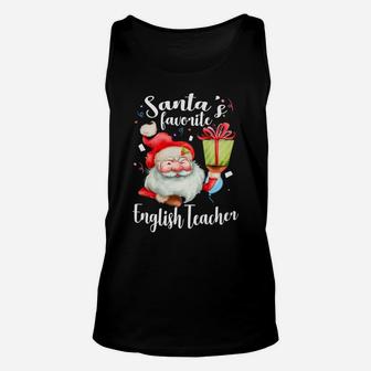 Xmas Santa Gifts Santa's Favorite English Teacher Christmas Unisex Tank Top | Crazezy DE