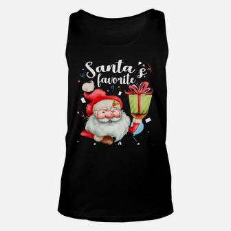 Xmas Santa Gifts Santa's Favorite Teacher Assistant Christma Sweatshirt Unisex Tank Top | Crazezy