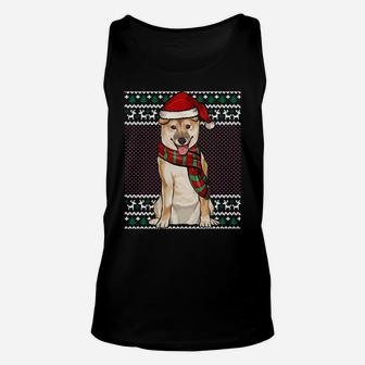 Xmas Shiba Inu Dog Santa Hat Ugly Christmas Sweatshirt Unisex Tank Top | Crazezy DE