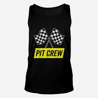 Yellow Italic Pit Crew For Racing Party Costume Dark Unisex Tank Top | Crazezy DE