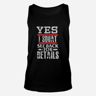 Yes I Squat See Back For Details Fitness Workout Unisex Tank Top | Crazezy UK