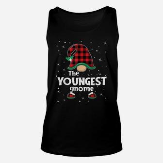 Youngest Gnome Buffalo Plaid Matching Christmas Gift Pajama Unisex Tank Top | Crazezy CA