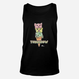 Yummeow Cat Ice Cream Cone Funny Kawaii Kitten Unisex Tank Top | Crazezy UK