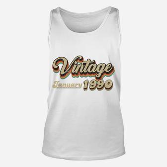30Th Birthday Gift Vintage January 1990 Thirty Years Old Unisex Tank Top | Crazezy