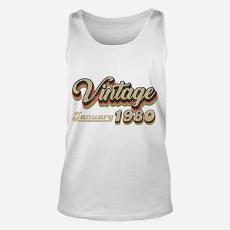 40Th Birthday Gift Vintage January 1980 Forty Years Old Unisex Tank Top | Crazezy UK