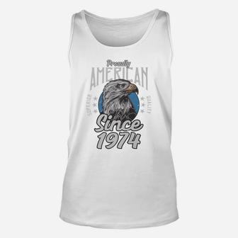 45Th Birthday Gift Proudly American Since 1974 Unisex Tank Top | Crazezy