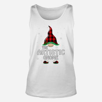 Artistic Gnome Buffalo Plaid Matching Family Christmas Unisex Tank Top | Crazezy CA
