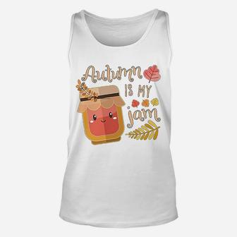 Autumn Is My Jam With Cute Jar And Fall Unisex Tank Top - Thegiftio UK