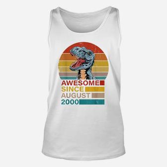 Awesome Since August 2000 Dinosaur 21 Year Old Birthday Unisex Tank Top | Crazezy
