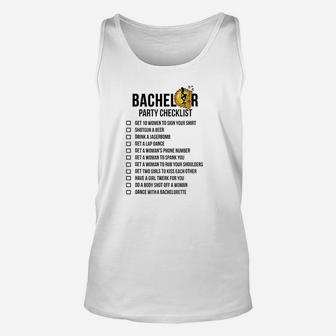 Bachelor Party Checklist Getting Married Unisex Tank Top | Crazezy