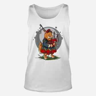 Bagpipe Cat Playing Bagpipes Scottish Music Kitten Lovers Unisex Tank Top | Crazezy UK