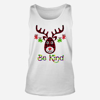 Be Kind Autism Awareness Christmas Reindeer Gifts Xmas Idea Sweatshirt Unisex Tank Top | Crazezy