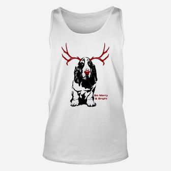 Be Merry And Bright Basset Hound Dog Christmas Unisex Tank Top | Crazezy