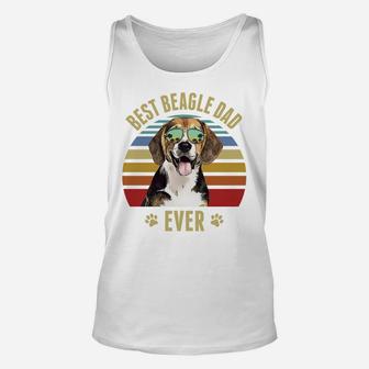 Beagle Best Dog Dad Ever Retro Sunset Beach Vibe Sweatshirt Unisex Tank Top | Crazezy CA