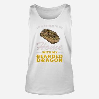 Bearded Dragon Stay Home Funny Pagona Lizard Reptile Unisex Tank Top | Crazezy