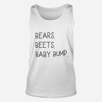 Bears Beets Baby Bump Funny Unisex Tank Top | Crazezy