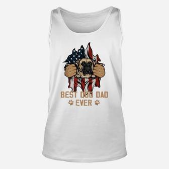 Best Dog Dad Ever Bull Mastiff Dog American Flag Unisex Tank Top | Crazezy CA