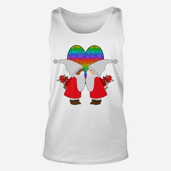 Bi-Racial Couple Gay Pride Gnome Valentines Day Rainbow Unisex Tank Top | Crazezy UK