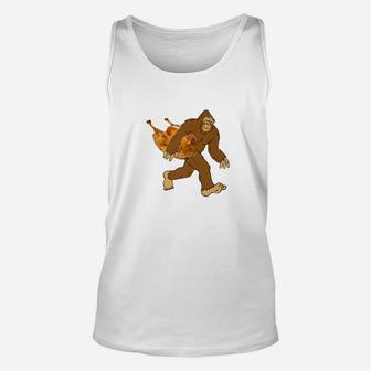 Bigfoot Carrying Turkey Funny Sasquatch Thanksgiving Shirt Unisex Tank Top - Thegiftio UK