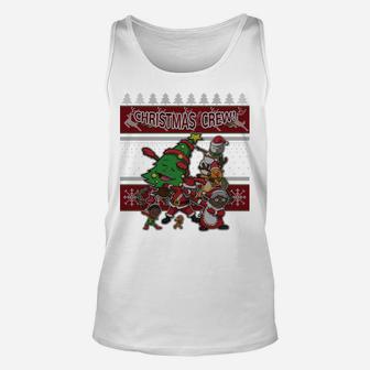Black African American Santa Christmas Crew Sweater Design Sweatshirt Unisex Tank Top | Crazezy