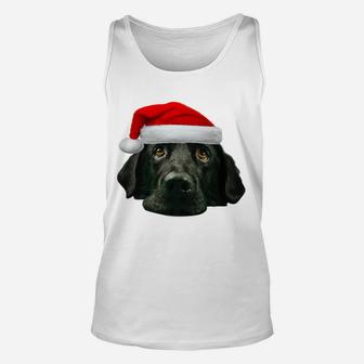 Black Lab Shirt Cute Santa Hat Image Funny Christmas Gift Unisex Tank Top | Crazezy