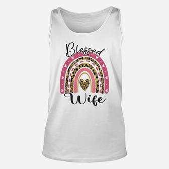 Blessed Wife Funny Leopard Boho Rainbow Wife Life Unisex Tank Top | Crazezy