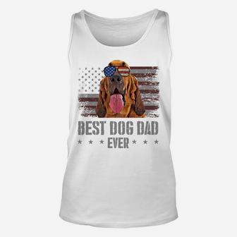 Bloodhound Best Dog Dad Ever Retro Usa American Flag Unisex Tank Top | Crazezy