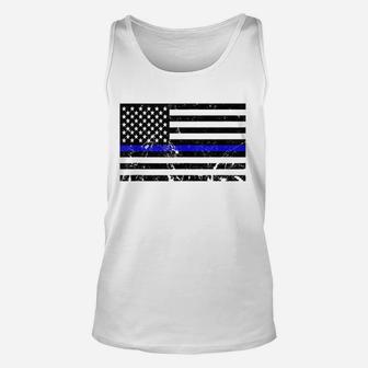 Blue Lives Matter Usa Flag Unisex Tank Top | Crazezy