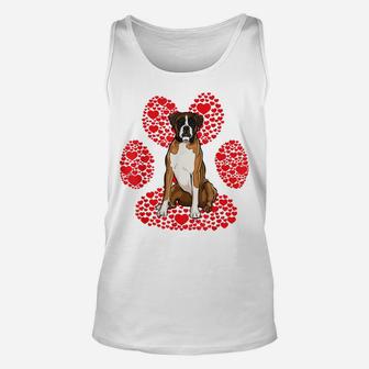 Boxer Valentines Day Dog Love Paw Unisex Tank Top | Crazezy