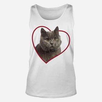 British Shorthair Cat Heart Love Portrait Unisex Tank Top | Crazezy